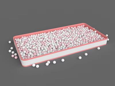 Play Equipment Rectangular Ball Pit With Pink Border And White Pink Balls 3d model