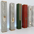 Modern Decorative Pillars Featuring Marble Finish Colorful Panels And Metal Accents