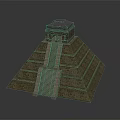 Detailed Cartoon Ancient Pyramid Scene Featuring Stone Steps And Temple Top