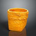 Yellow Handwoven Storage Basket With Intricate Wicker Texture And Durable Design 3d model