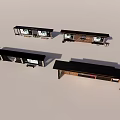 Roadside Bus Shelter Facilities Featuring Modern Roof And Seating Structures 3d model
