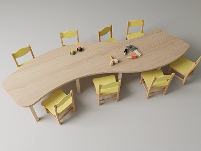 Modern Children's Table and Chair Children's Desk Children's Chair 3d model