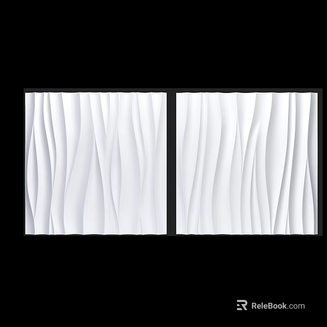 Pair of White Wall Panels With Wavy Texture And Modern Decorative Design 3d model 