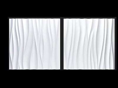 Pair of White Wall Panels With Wavy Texture And Modern Decorative Design 3d model