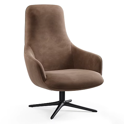 Brown Upholstered Office Chair With High Back Armrests And Black Five Star Base 3d model