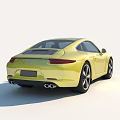 Yellow Porsche Sports Car With Sleek Modern Design And Black Wheels