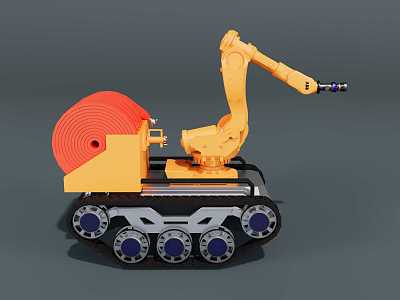 Unmanned fire-fighting robot 3d model