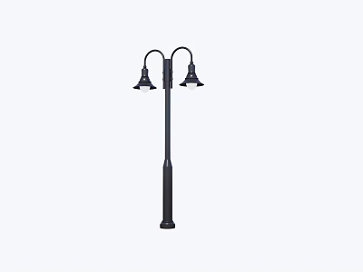 Double Headed Black Outdoor Light Pole For Street And Park Lighting 3d model
