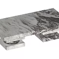 Sleek Modern Marble Coffee Table With Veined Top And Double Square Base 3d model