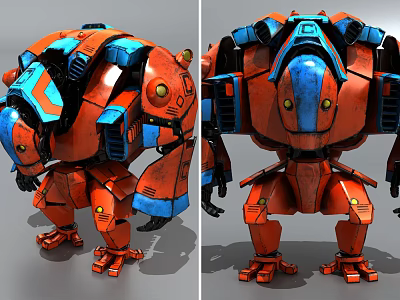 Red and Blue Smart Mechanical Robot With Detailed Armor Structure Design Components 3d model