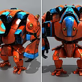 Red and Blue Smart Mechanical Robot With Detailed Armor Structure Design Components 3d model