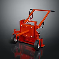 Red Industrial Mechanical Tool With Wheels Handle And Metal Frame Structure 3d model