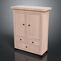 Light Wooden Wardrobe With Double Doors Two Drawers And Sturdy Legs Simple Design
