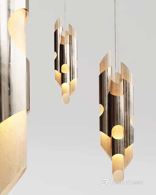 Modern Metal Pendant Chandelier With Circular Light Elements And Layered Design 3d model
