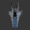 Detailed Futuristic Sci-Fi Spaceship Model Design With Blue White Exterior And Cockpit