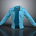 Blue Denim Jacket With Collared Design Open Front And Functional Pockets