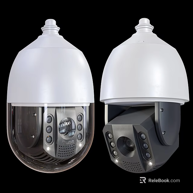 Dome Security Surveillance Cameras With HD Lens And White Housing Design 3d model 
