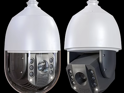 Dome Security Surveillance Cameras With HD Lens And White Housing Design 3d model