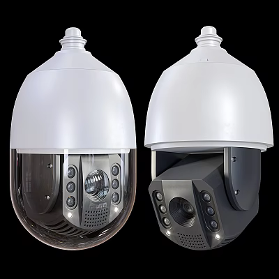 Dome Security Surveillance Cameras With HD Lens And White Housing Design 3d model