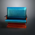 Modern Teal Leather Public Chair With Wooden Arms And Stitched Details