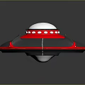 Sci Fi UFO Model Featuring Red Black Shell White Dome And Dot Decorations 3d model