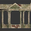 Detailed Gazebo Model With Columns Steps Textured Surface Green Base And Red Roof Detail