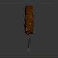 Delicious Chocolate Coated Ice Cream Bar With Crunchy Nut Pieces On Wooden Stick