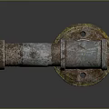 Industrial Metal Sculpture with Rusted Pipe Structure and Circular Base as Artistic Decorative Piece