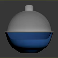 Round Blue Container With Clear Dome Lid And White Knob Featuring Holes Inside