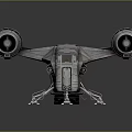 Futuristic Spaceship With Twin Engines Metallic Body Orange Stripes And Landing Gear For Space Exploration