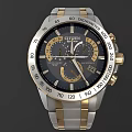 SEIKO Chronograph Watch With Black Dial Silver And Gold Stainless Steel Band