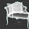 Black Vintage Single Sofa With Ornate Carved Details And Soft Cushion Design