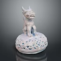 Traditional Chinese Decorative Ornament Set With Mythical Qilin Figurine And Intricate Carved Base