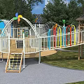 Kindergarten non-powered amusement equipment large slide combination tree house 3d model