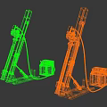 Green And Yellow Utility Vehicles With Drilling Equipment Control Boxes And Cables