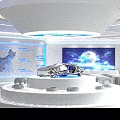 Modern Corporate Office Reception Hall With Exquisite Front Desk Brand Wall And Professional Receptionist