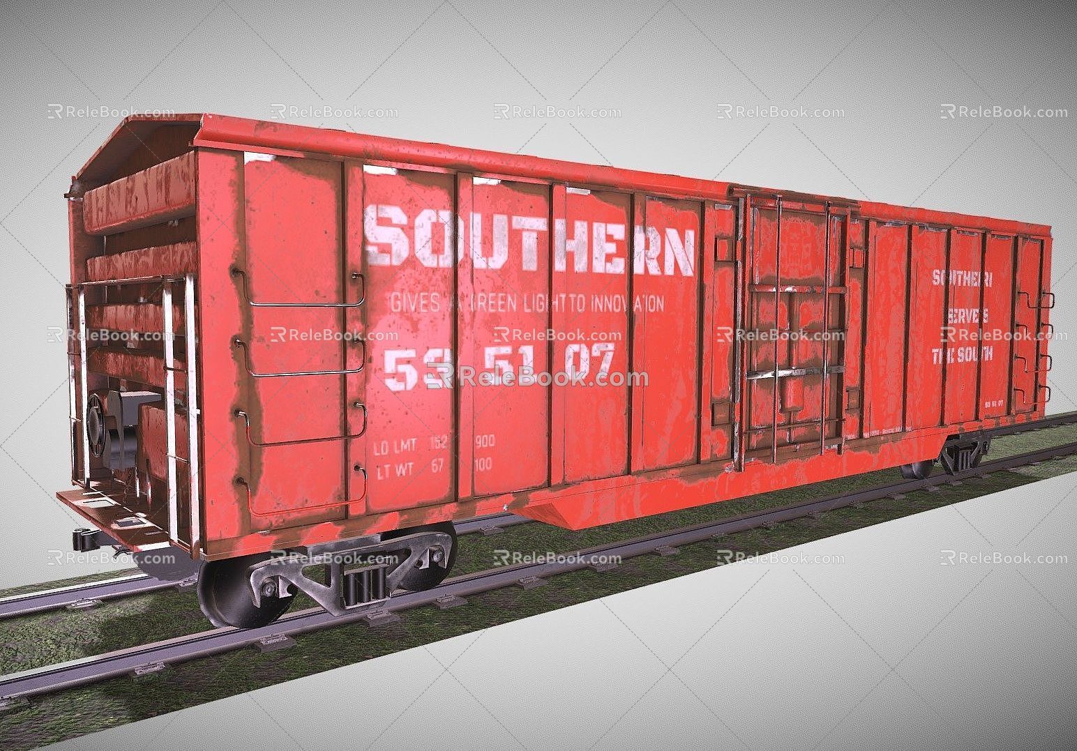 train carriage container rail track 3d model