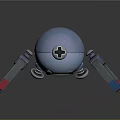 Mechanical Robot Character With Blue Sphere Body Magnetic Arms And Silver Legs