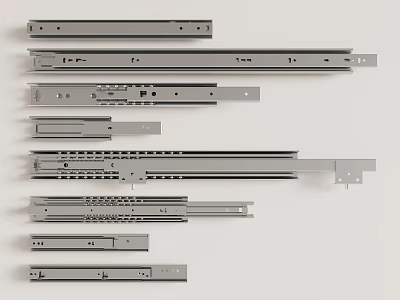 Metal Drawer Slides Hardware Components With Various Lengths And Steel Construction 3d model
