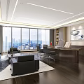 Luxurious Modern Office Interior With Large Windows City View And Wooden Floors