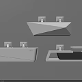 Modern Reception Desk Designs With White Geometric Shapes And Logo