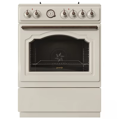 Modern White Electric Kitchen Oven with Glass Door Knob Controls and Interior Baking Rack 3d model