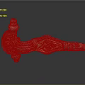 Ornate Decorative Metal Handle With Intricate Gold Silver Patterns And Red Gemstone
