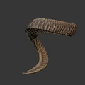Detailed Ram Horn With Spiral Shape And Natural Texture Close Up