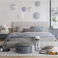 Kids Room Interior With Gray Bed Circular Wall Decor Desk Chair And Rug