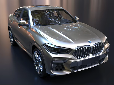 Silver BMW Coupe SUV With Modern Front Grille And Sleek Body Design 3d model