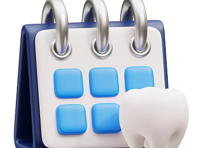 Decorative Ornament Set With Desk Calendar Blue Square Design And White Tooth Decoration 3d model