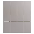 Modern Gray Wardrobe With Multiple Doors Smooth Surface And Sleek Metal Handles