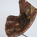 Colorful Egg Shaped Accent Chair with Geometric Patterns Plaid Cushion and Metal Base