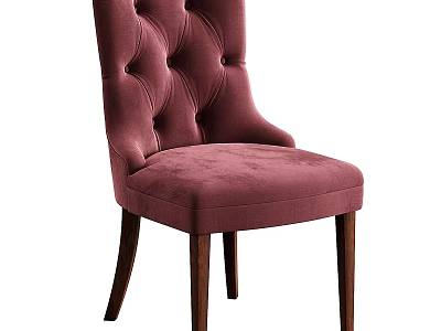 Burgundy Velvet Tufted Accent Chair With Wooden Legs And Modern Design 3d model